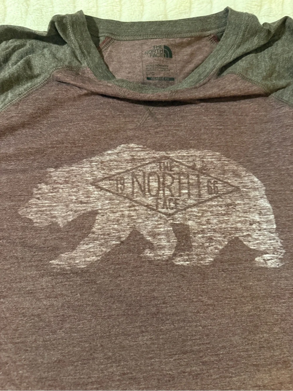 The North Face Men's Long Sleeve Shirt in Maroon and Charcoal-L